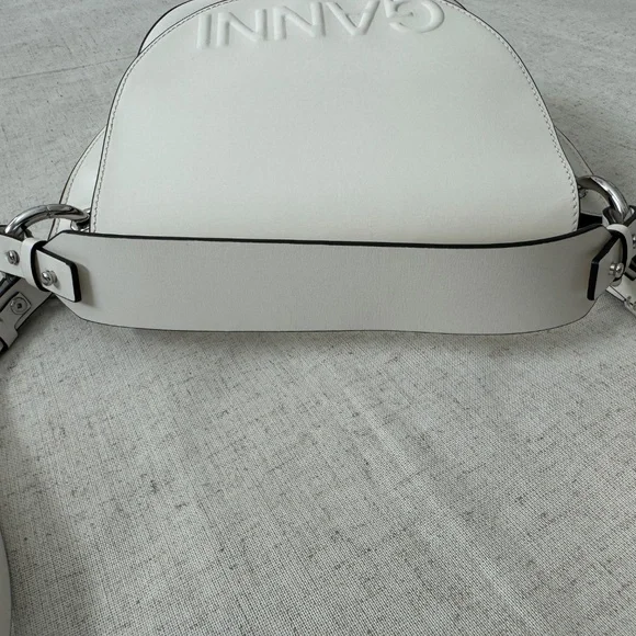 Ganni Banner Saddle Leather Off-White Crossbody Bag | One Size - Picture 13 of 17